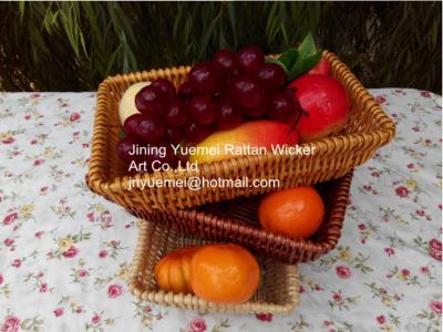 China 2016 wicker tray basket wicker storage basket willow fruit tray square shape for sale