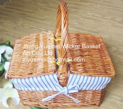 China 2016 wicker picnic basket wicker food basket  with handle liner for sale