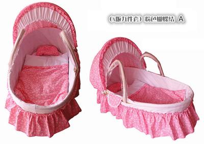 China grass corn husk baby moses basket bed with liner set vehicle-mounted at home for sale