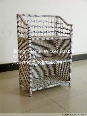 China rattan furniture shoe cabinet box bookshelf drawer storage holder rack layer rattan basket for sale