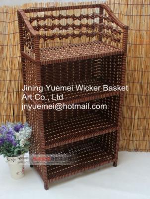 China rattan bookshelf shoe cabinet box storage holder rack layer rattan basket rattan furniture for sale