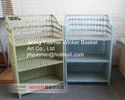 China rattan bookshelf shoe cabinet box storage holder rack layer rattan basket rattan furniture for sale