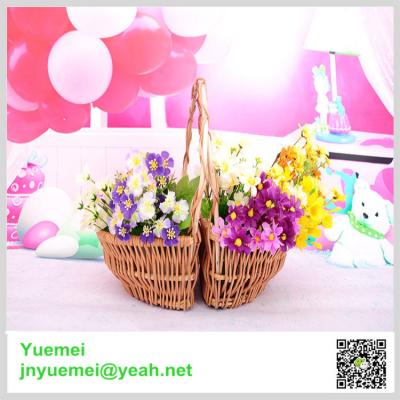 China Wicker flower basket manufacturer factory with handle customised size for sale