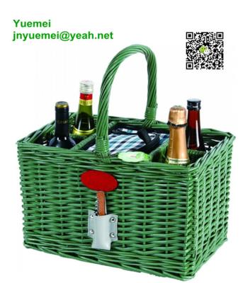 China wicker handle basket manufacturer wicker redwine basket wicker picnic basket for sale