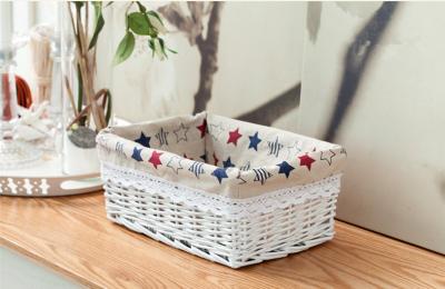 China wicker table storage basket bathroom basket with mat customize size square shape wicker baskets manufacturer for sale