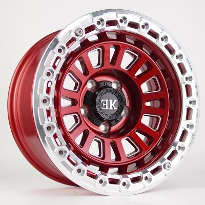 China High load transparent red alloy aluminum wheels 17 inch 5X127 PCD ET-10 anti-tire outer ring off-road wheels for sale