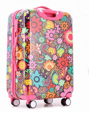 China Waterproof Luggage Trolley Bag Fashion Printing Suitcase Cartoon Printing ABS PC Trolley Luggage for sale