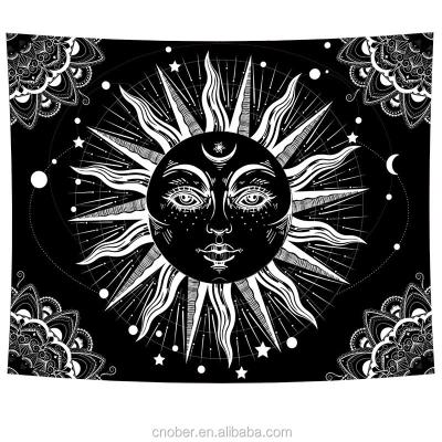 China Mandala Tapestry Custom Digital Printed hippie Mandala Tapestry Black Sun Bohemian Tapestry for sale