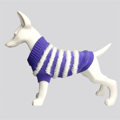 China Viable Cable-knit dog cat furry purple pet cloth clothing sweater coat jacket jumper dress wear for sale