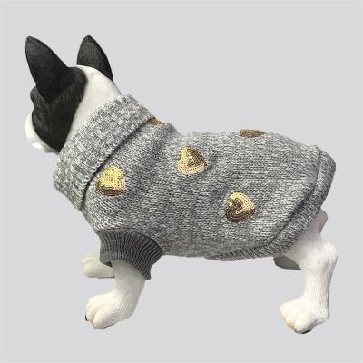 China GOLD SEQUIN Bead Embroidered Viable Love Dog Cat Pet Cloth Sweater Coat Jacket Jumper Dress Little Wear for sale