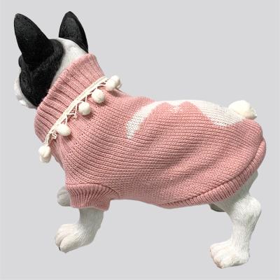 China Wool Ball Collar Rabbit Tail Dog Cat Dog Pet Cloth Embroidered Sweater Jacket Coat Jacket Jumper Dress Wearable Wear for sale