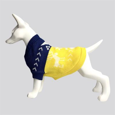 China Viable Round Neck Dog Cat Pet Cloth Sweater Clothing Coat Jacket Jumper Dress Bright Yellow Cyan Wear for sale