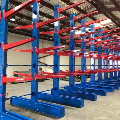 China Corrosion Protection Wire Buries Heavy Duty Steel Pipe Storage Long Arms Metallic Double Side Cantilever Racking for sale