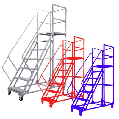 China Corrosion Protection Safety Step Work Platform Mobile Warehouse Ladder For Factory for sale