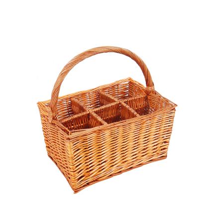 China Viable handmade wholesale picnic beer bottle wicker basket for sale for sale