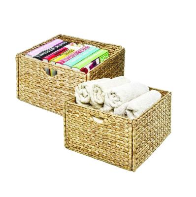 China Collapsible Water Hyacinth Basket With Handle Viable Promotional Storage for sale