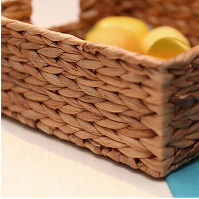 China Beautiful Water Hyacinth Basket Set 4 Eco-Friendly Handwoven Sustainable for sale