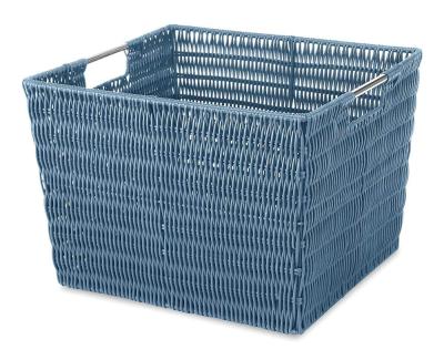 China Sustainable pp rectangle rattan kitchen vegetable storage basket plastic laundry basket with handles storage box for sale