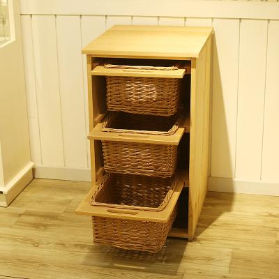 China High Quality Cabinet Drawers Storage Stocked Wicker Basket With Handle For Kitchen for sale