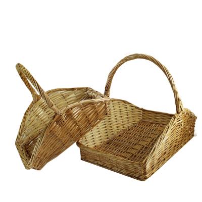 China Viable Ready To Ship Cheap Wicker Basket Winter Storage Firewood French Style Firewood Pallet With Handle for sale