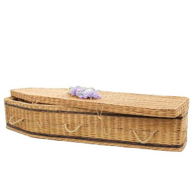 China European Style Rattan Coffin Willow Wicker Coffin With Handles Rattan Coffin Manufacturers for sale