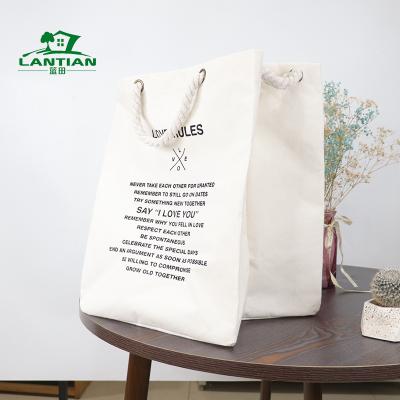 China Custom Logo Large Capacity Handled Portable Eco-Friendly Reusable Shopping Bags Blank Cotton Canvas Tote Bag for sale