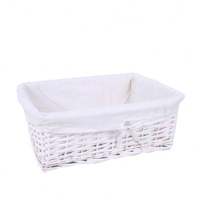 China Popular Small White Wicker Home Stocked Storage Basket With Lining for sale