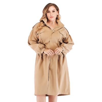 China New autumn and winter equipment fund size large size dress coat viable loose fashionable loose trench coat in the long silver Co temperament for sale