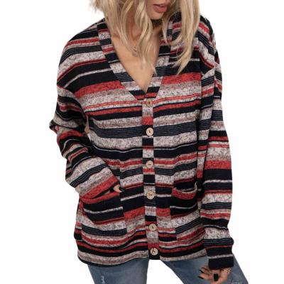 China American Autumn And Winter European And Anti-wrinkle V-Neck Ladies Sweaters Women Knitted Sweater Women Long Sleeve Cardigan Top for sale