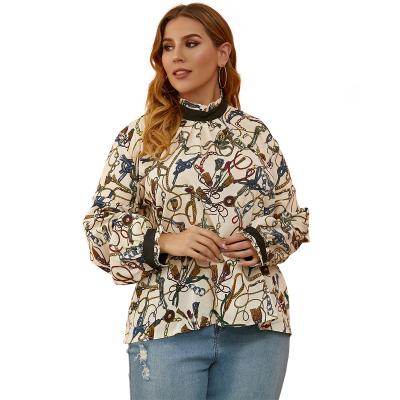 China 2021 Anti-wrinkle fashions high quality trend for women's loose long sleeve shirts and printed tops for sale