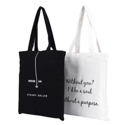 China Organic Black 100% Cotton Canvas Handled Blank Shopping Bag Plain Tote Bag With Custom Logo Printed for sale