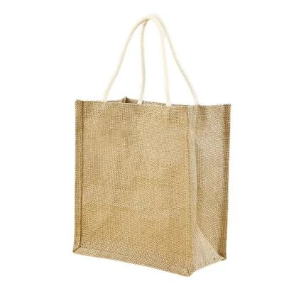 China Custom Printed Reusable Shopping Jute Handled Burlap Handbag Eco Tote Bag for sale