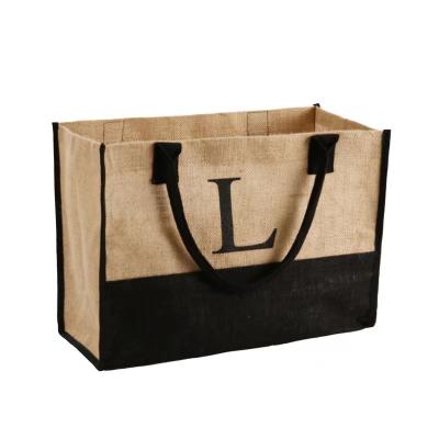 China Eco Friendly Handled Jute Bag OEM Customized Printing Tote Bag With Inner Lamination for sale