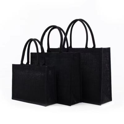 China Handled PU Leather Handle Strap Customized Good Quality Jute Sack Beautiful Jute Shopper Bag Tote Bag for sale