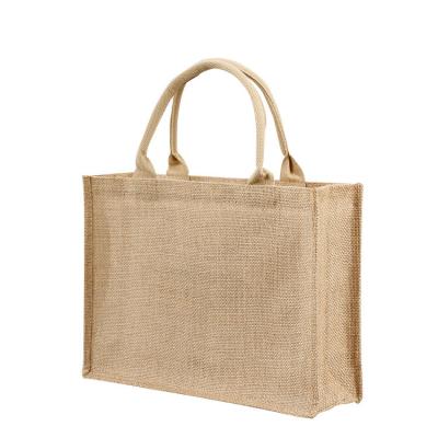 China Custom Brand Handled Logo Printed Jute Promotional Bag / Single Medium Size Jute Bag Available At Low Price for sale