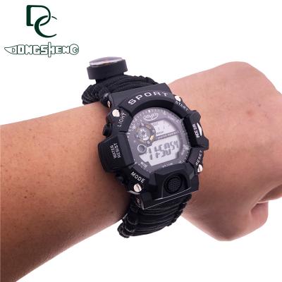 China Durable Paracord Military Multifunctional Outdoor Survival Watch Paracord Paracord EDC Flint Scraper Whistle Buckle Tactical Wristband for sale