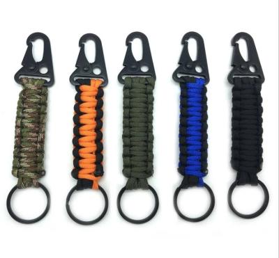 China Survival Key Chain Kit Emergency Knot Bottle Opener Durable Outdoor Paracord Key Chain Ring Camping Carabiner Military Multifunction for sale