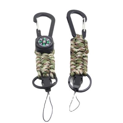 China Durable Outdoor Tactical Paracord Break Button Compass EDC Keychain Climb Keychain Survival Tool Carabiner Hook Rope Backpack Buckle for sale