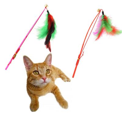 China Stocked Rod Roped Magic Wand Feather Stick Toy Funny Fun Playing Toy Funny Fishing Rod Game Cat Mouse Feather Bell The Dangle Fake Pet For Cat for sale