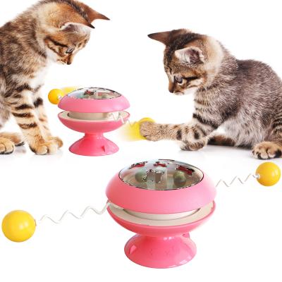 China Funny Stocked Cat Stick Catnip Interactive Pet Education Pets Toy Cats Toy Gyro Ball Cat And Dog Turntable Super Ball Spring Catnip for sale