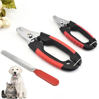 China 2 Size Dog Nail Clipper Pet Nail Trimmer Professional Stocked Cat Nail Grinder With Safety Guard for sale