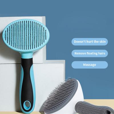 China Pet Grooming Brush Self Cleaning Dog Cat Slicker Brush Remove Dog Bristle Stocked Comb Automatically for sale