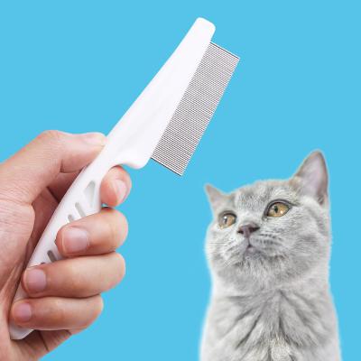 China Pet Flea Comb Stainless Steel Stocked Cleaning Comb Cat Flea Combs With Durable Teeth for sale