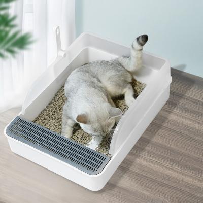 China Large Stocked Cat Litter Box Cat Cleaning Toilet Deodorizer Cat Spill Proof Pet Training Supplies for sale