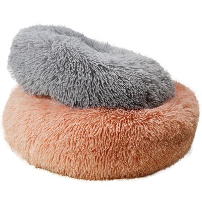 China Ultra Soft Durable Washable Plush Round Washable Cushion Cat Bed Pet Beds Washable Faux Fur Luxury Dog Bed for sale