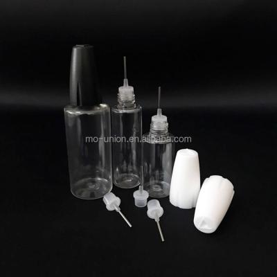 China 10ml 15ml 20ml 30ml .1oz 5oz Lid 10ml 15ml 20ml 30ml .1oz 5oz PET Cap CRC Brand Triangle Brand Child Proof Bottle Needle Resistant CRC Cap Plastic Oiler Bottle Clear Triangle Needle Pin Tip Mark Checker for sale