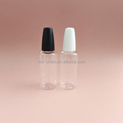 China Tip 10ml 15ml 20ml 30ml .1oz 2oz PET Clear Tip Needle Clear Liquid Clear Metal 304 Stainless Steel Cap Triangle Mark CRC Plastic Bottle pin resistant watertight for sale