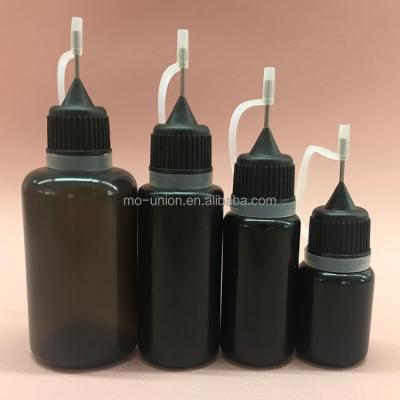 China Black Needle Tips Bottle Stainless Steel 5ml 10ml 15ml 20ml 30ml 50ml 60ml 100ml UV Opaque Black LDPE 1oz Soft Spout Nose Dropper Plastic Bottle for sale