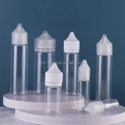 China Wholesale Short 15ml 30ml 50ml 60ml 100ml 120ml Child V2 Plastic Tamper Evident V2 Bottle V2 Plastic Clear Bottle With Black Cap And Screw Tip for sale