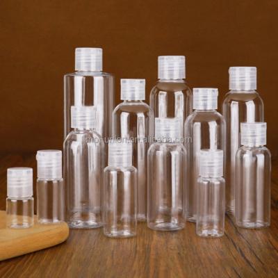 China Plastic Package 15ml 30ml 50ml 60ml 80ml 100ml 120ml 150ml 200ml 250ml PET Plastic Cosmetic Clear Flip Top Cap Perfume Squeeze Flip Cap Bottle for sale